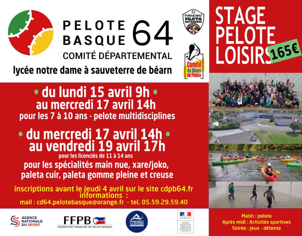 CD64 : stage PELOTE Vacances Pâques